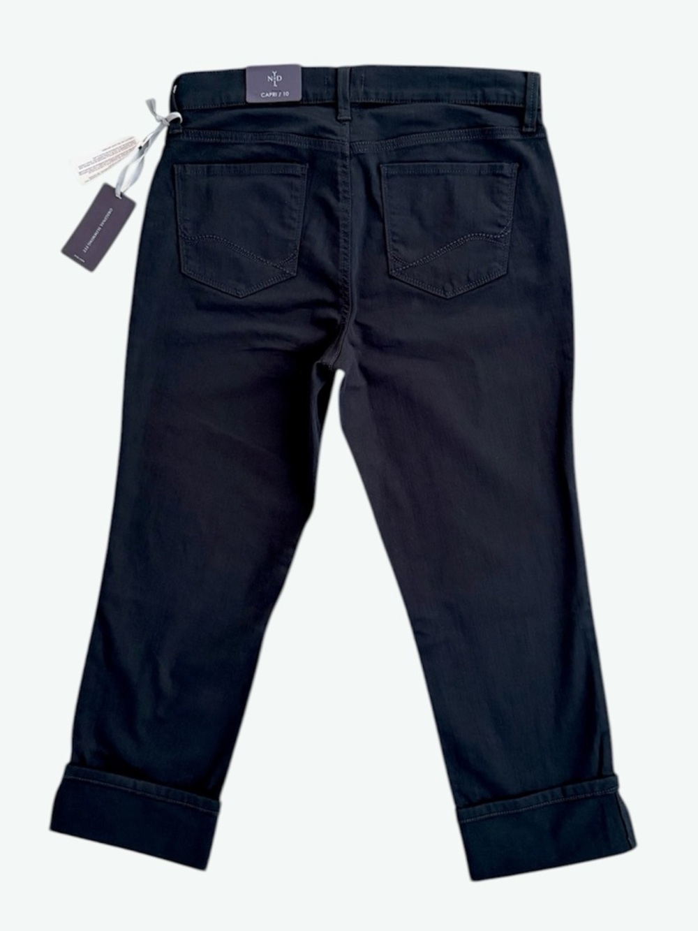 NYDJ Dayla Black Wide Cuff Capri High Rise Stretch Jeans ~ Women’s 10 - Picture 2 of 12